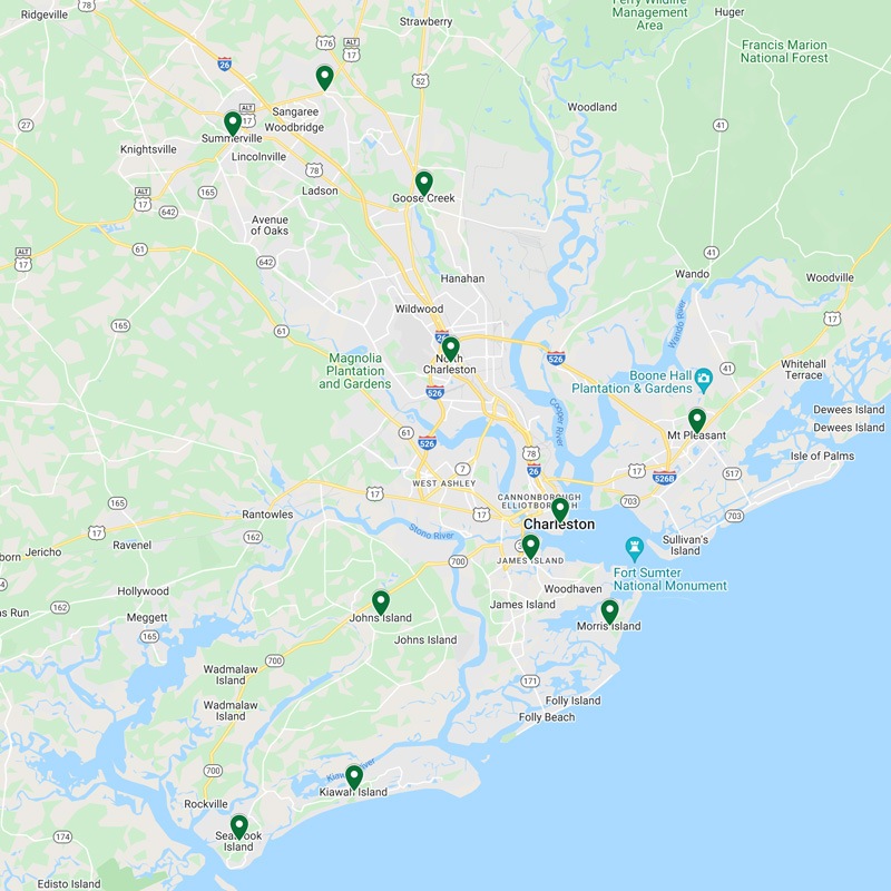Charleston Heating and Air Service Map
