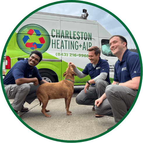 Charleston Technicians with Customer's Dog